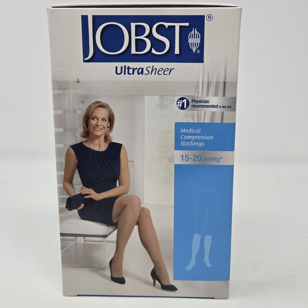 Jobst UltraSheer‎ Sz M Medical Compression Knee High Stockings 15-20mmHg Natural